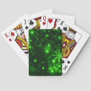 Jeu De Cartes Snowflakes with Green Background