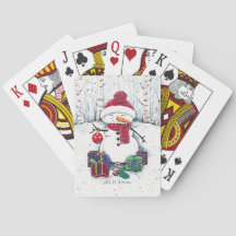 Snowman Avec Cadeaux En Aquarelle