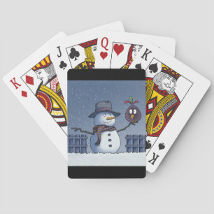 Jeu De Cartes Snowman avec oiseau
