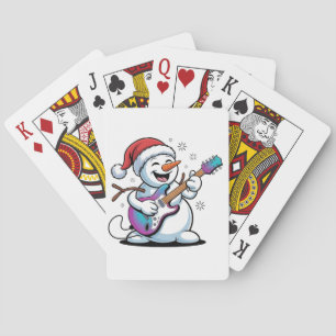 Jeu De Cartes Snowman Jouer Guitare Électrique Rock Noël