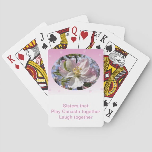 Jeu De Cartes Soeurs qui jouent Canasta ensemble Apple Blossom (dos)