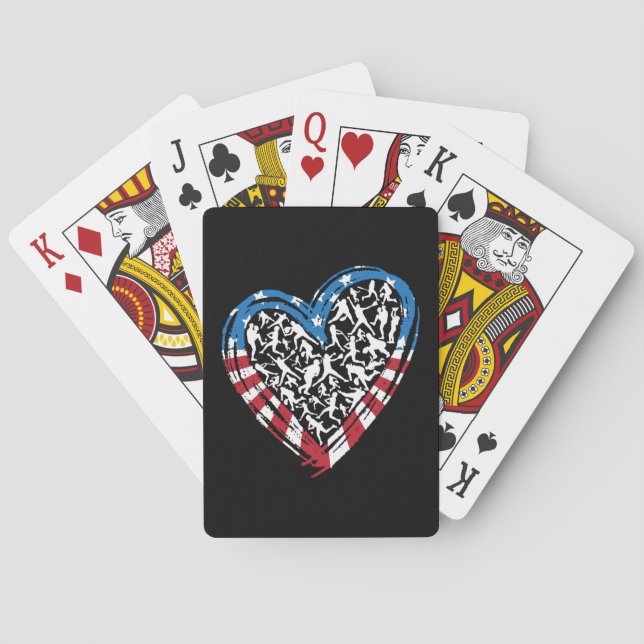 Jeu De Cartes Softball - American USA Flag Heart (dos)