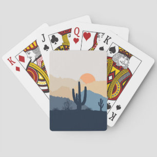 Jeu De Cartes Soleil désert bleu et beige