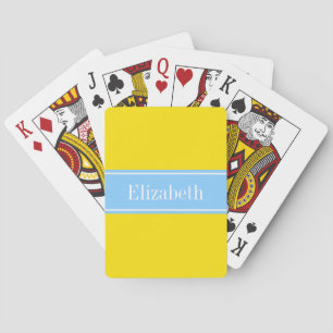 Jeu De Cartes Solid Yellow, Sky Blue Ribbon Nom Monogram
