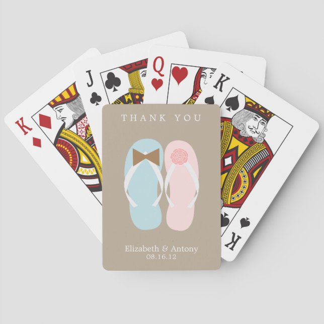 Jeu De Cartes Son et ses tongs Flip Flops Beach Wedding (dos)