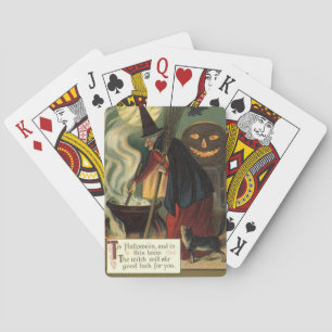 Jeu De Cartes Sorcière d'Halloween vintage remuant un chaudron m