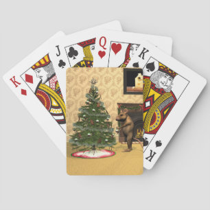Jeu De Cartes Souris mignonne décorant un arbre de Noël