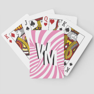 Jeu De Cartes Spirale psychédélique rétro rose noire