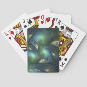 Jeu De Cartes Spirales Turquoise Beige Vert Abstrait Fractal Art