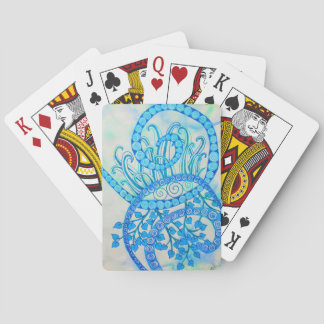 Jeu De Cartes Spirales vives et plantes d'abrégé sur bleu
