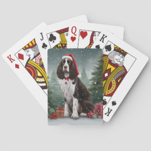 Jeu De Cartes Springer Spaniel Chien dans la neige Noël