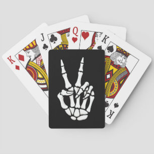 Jeu De Cartes Squelette Main Signe de Paix Drôle Halloween
