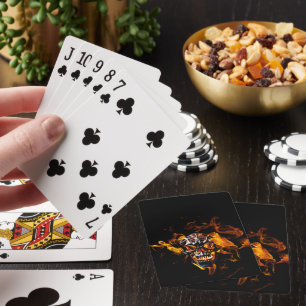 Jeu De Cartes Squelette rétro mort brûlant crâne en feu