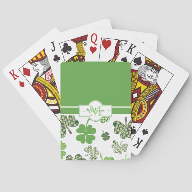 Jeu De Cartes St patrick de trèfle vert irlandais personnalisé (dos)