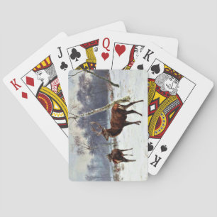 Jeu De Cartes Stag and Doe dans un paysage enneigé