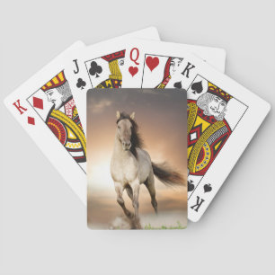 Jeu De Cartes Stallion Sauvage Courant Au Coucher Du Soleil