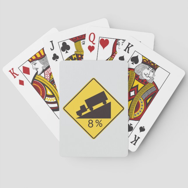 Jeu De Cartes Steep Grade Traffic Sign Trucking Hauling Caution (dos)