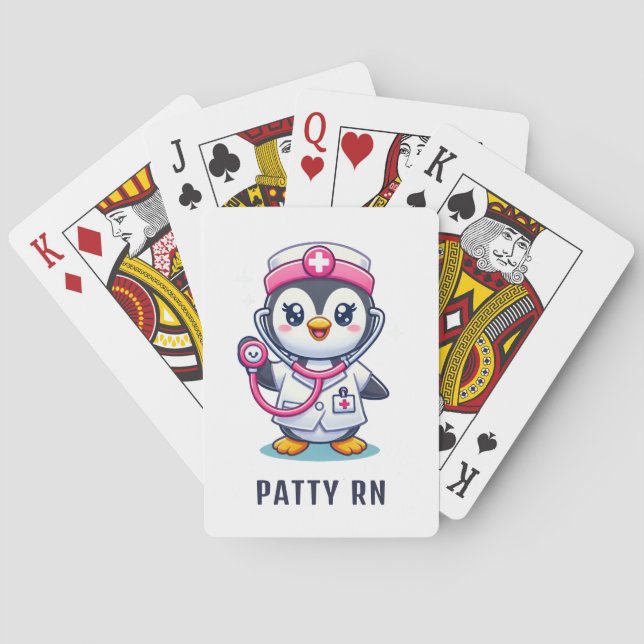 Jeu De Cartes Stethoscope rose Infirmier pinguin mignon personna (dos)