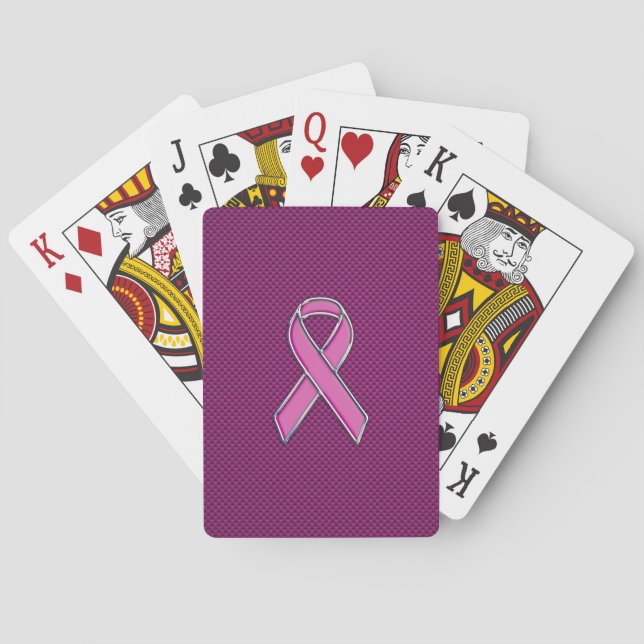 Jeu De Cartes Style Chrome Pink Ribbon Sensibilisation Fibre de  (dos)