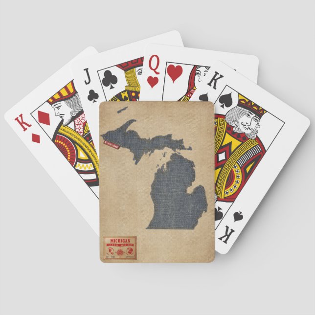 Jeu De Cartes Style de jeans de denim de carte du Michigan (dos)