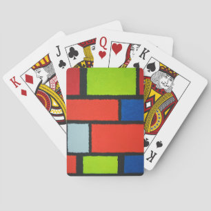 Jeu De Cartes Style Mondrian Orange Green Blue Fuzzy Abstrait