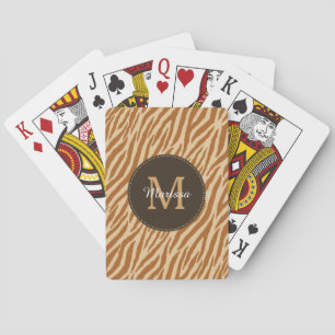 Jeu De Cartes Stylé Tawny Brown Zebra Imprimer Monogramme et nom