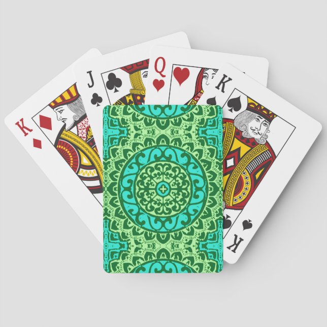Jeu De Cartes Sud-ouest Sun Mandala, vert et turquoise (dos)