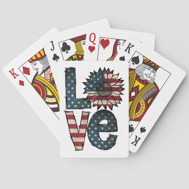 Jeu De Cartes Sunflower Love | Drapeau américain | Étoiles et ra (dos)
