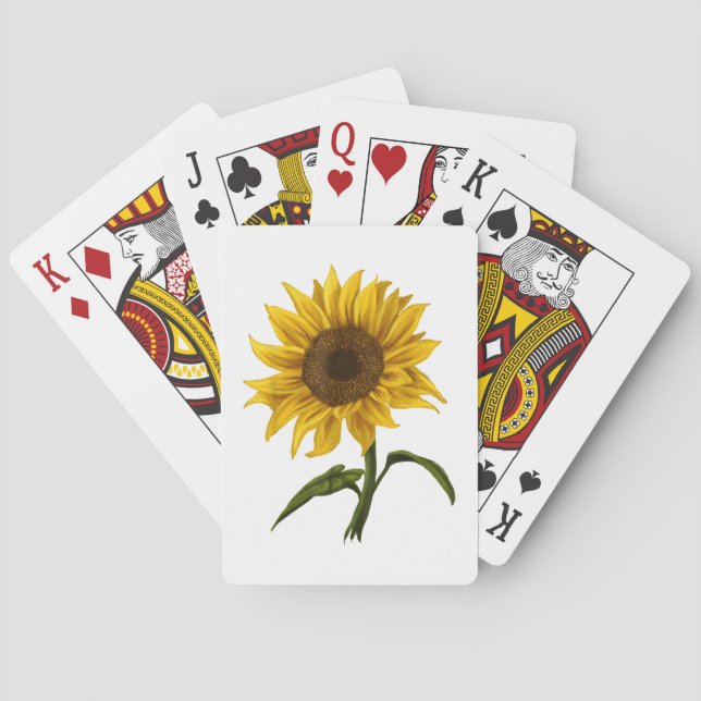 Jeu De Cartes Sunflower Sunshine Floral Aquarelle Fleur (dos)