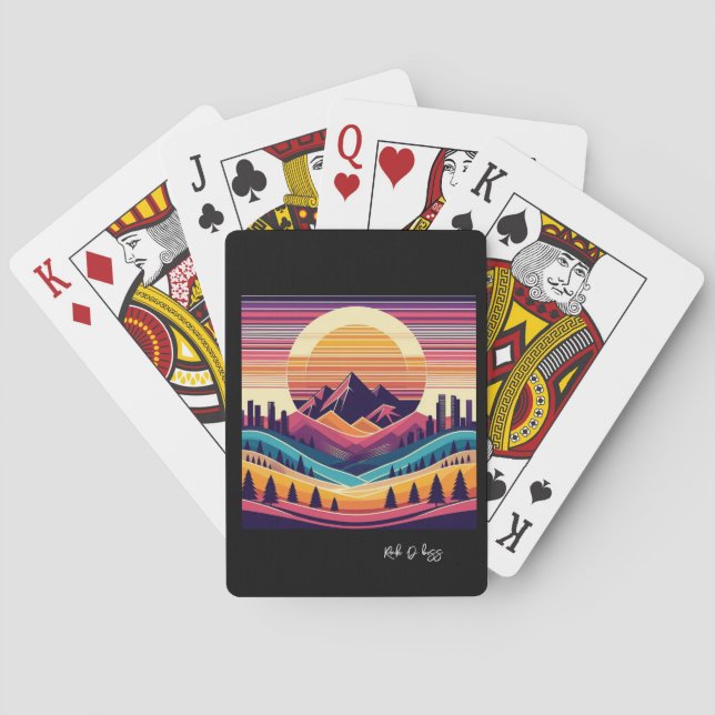 Jeu De Cartes Sunset de la montagne Magenta (dos)