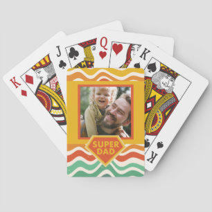 Jeu De Cartes Super Papa photo personnalisée avec ondes rétro