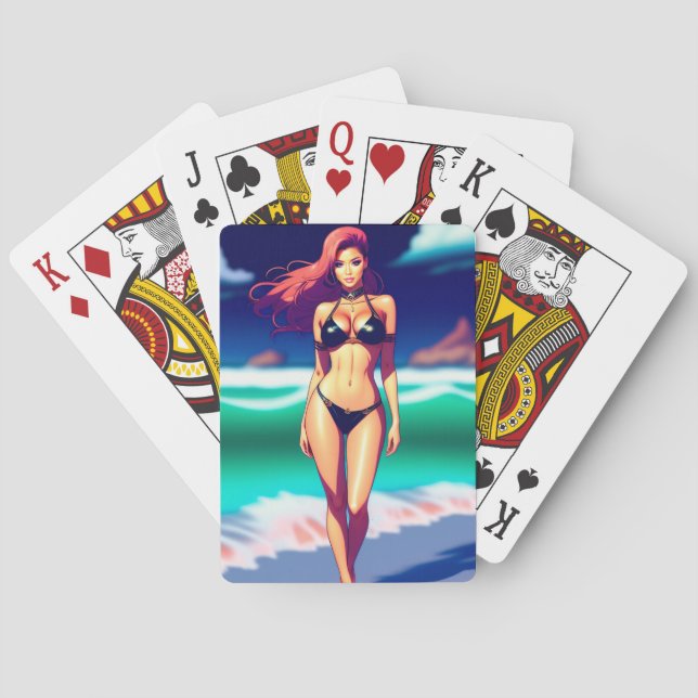 Jeu De Cartes Superbe femme posant comme bikini Playing Cards (dos)