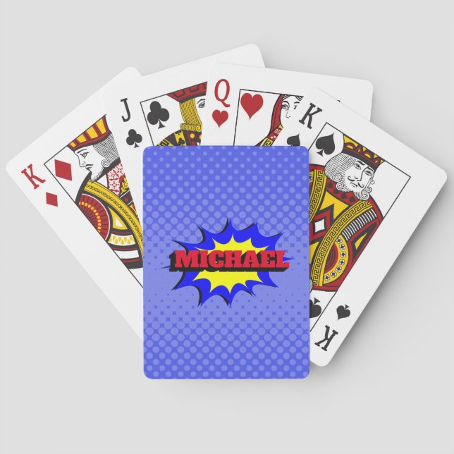 Jeu De Cartes Superhero Kids Comic Book Nom personnalisé (dos)