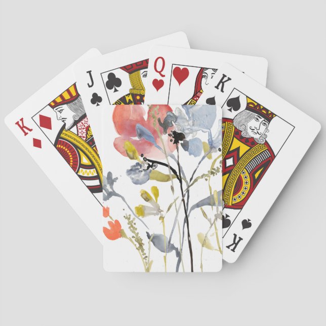 Jeu De Cartes Superposition de fleurs - Aquarelle Fleurs pastel (dos)