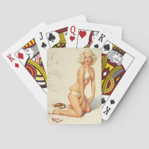 Jeu De Cartes Sur la plage Retro Pin-up Girl