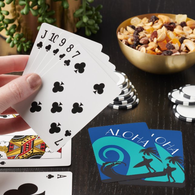 Jeu De Cartes Surf d'Aloha et palmiers (In Situ)