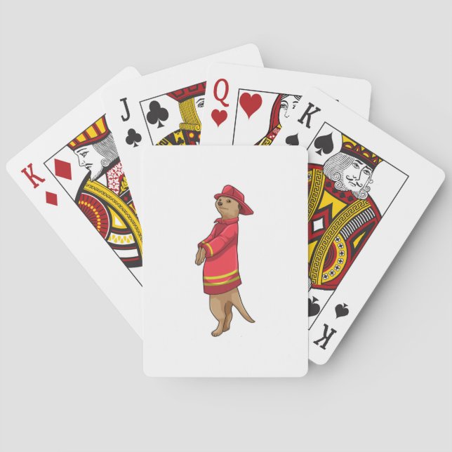 Jeu De Cartes Suricate en pompier avec casque (dos)