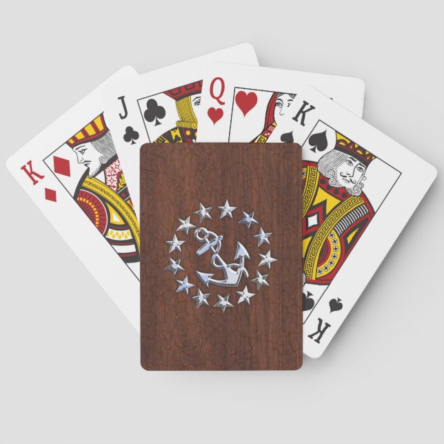 Jeu De Cartes Symbole d'Ancre des étoiles du pavillon nautique (dos)