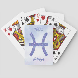 Jeu De Cartes SYMBOLE D'Astrologie Pisces Cute Personalisé Purpl