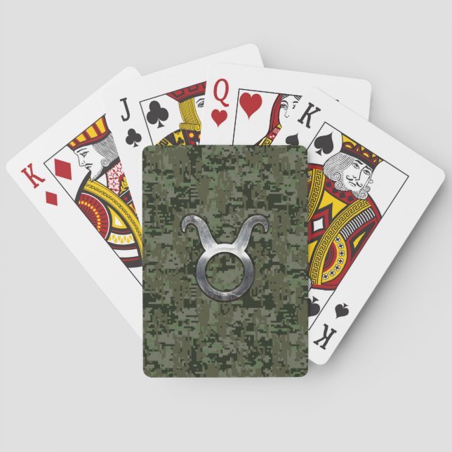 Jeu De Cartes Symbole de zodiaque de Taureau sur Digitals vertes (dos)