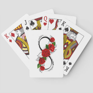 Jeu De Cartes Symbole d'infini avec des roses rouges