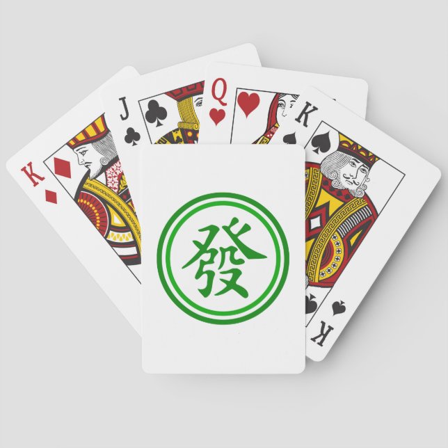 Jeu De Cartes Symbole Lucky Mahjong - Vert et Blanc (dos)