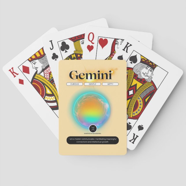 Jeu De Cartes Symbole moderne Zodiac Gemini Citation Air Element (dos)