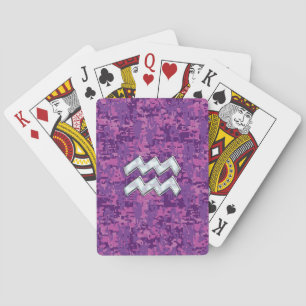 Jeu De Cartes Symbole Zodiaque Aquarius sur camo numérique fuchs