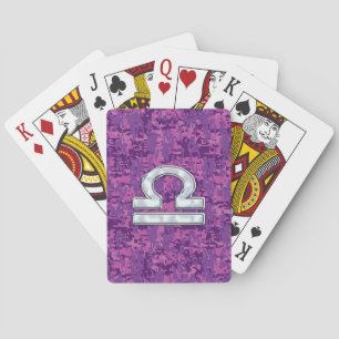 Jeu De Cartes SYMBOLE Zodiaque Libra Camo numérique rose Fuchsia