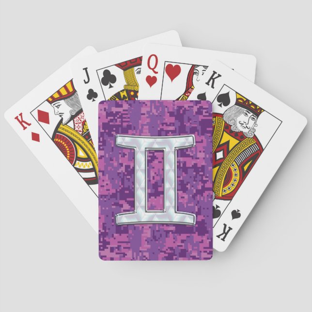 Jeu De Cartes SYMBOLE Zodiaque Pearl Gemini sur Camouflage numér (dos)
