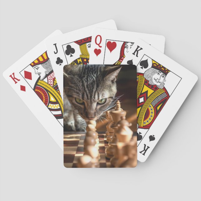 Jeu De Cartes Tabby Cat Jouer Aux Échecs (dos)