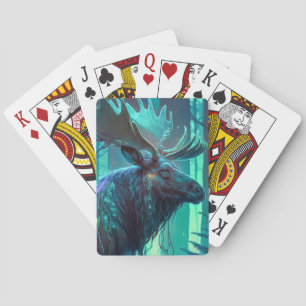Jeu De Cartes Tableau animal d'orignaux Peinture caractère foncé