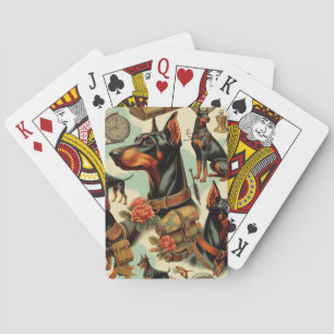 Jeu De Cartes Tableau vintage Doberman sans joint