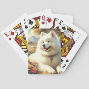 Jeu De Cartes Tableau vintage Samoyed Dog